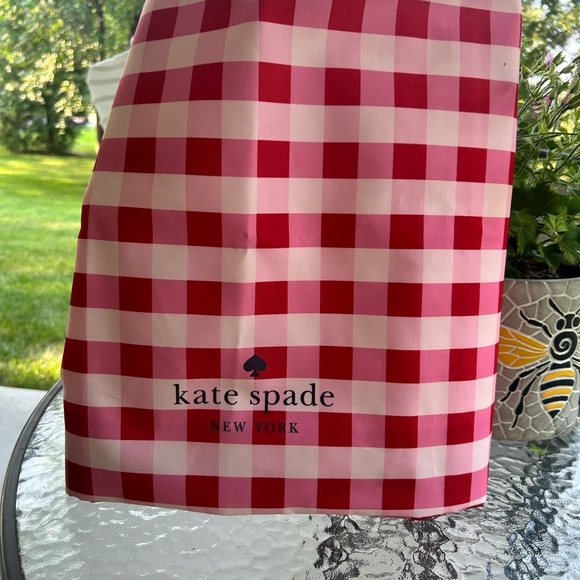 NWOT-Kate Spade Red and White Checkered Tote - Picture 3 of 6